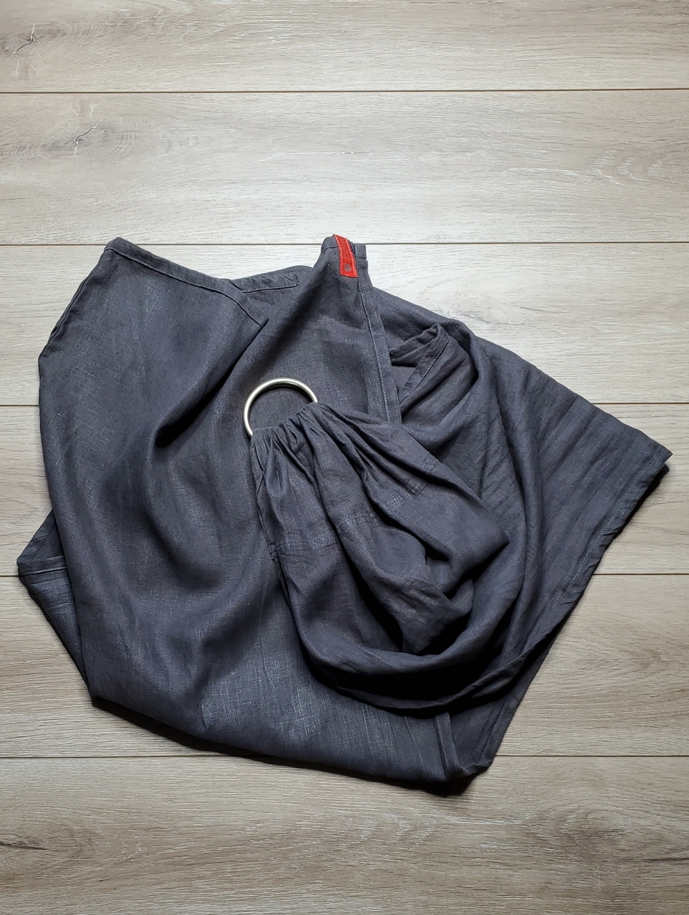 Sakura Bloom Baby Ring Sling Carrier Grey Linen Adjustable Wrap Lightweight